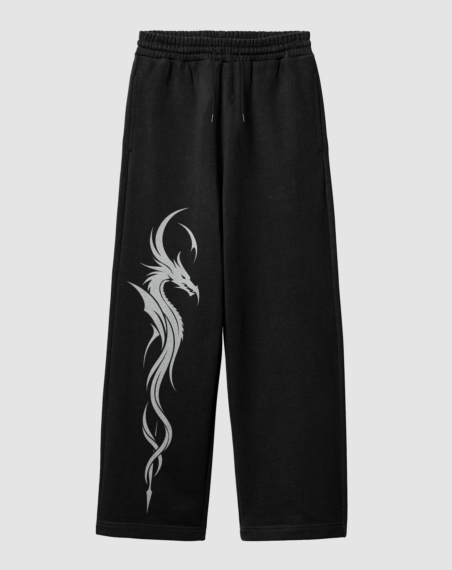 Anka Baskılı Siyah Rahat Kalıp Arka Cepli Eşofman Altı