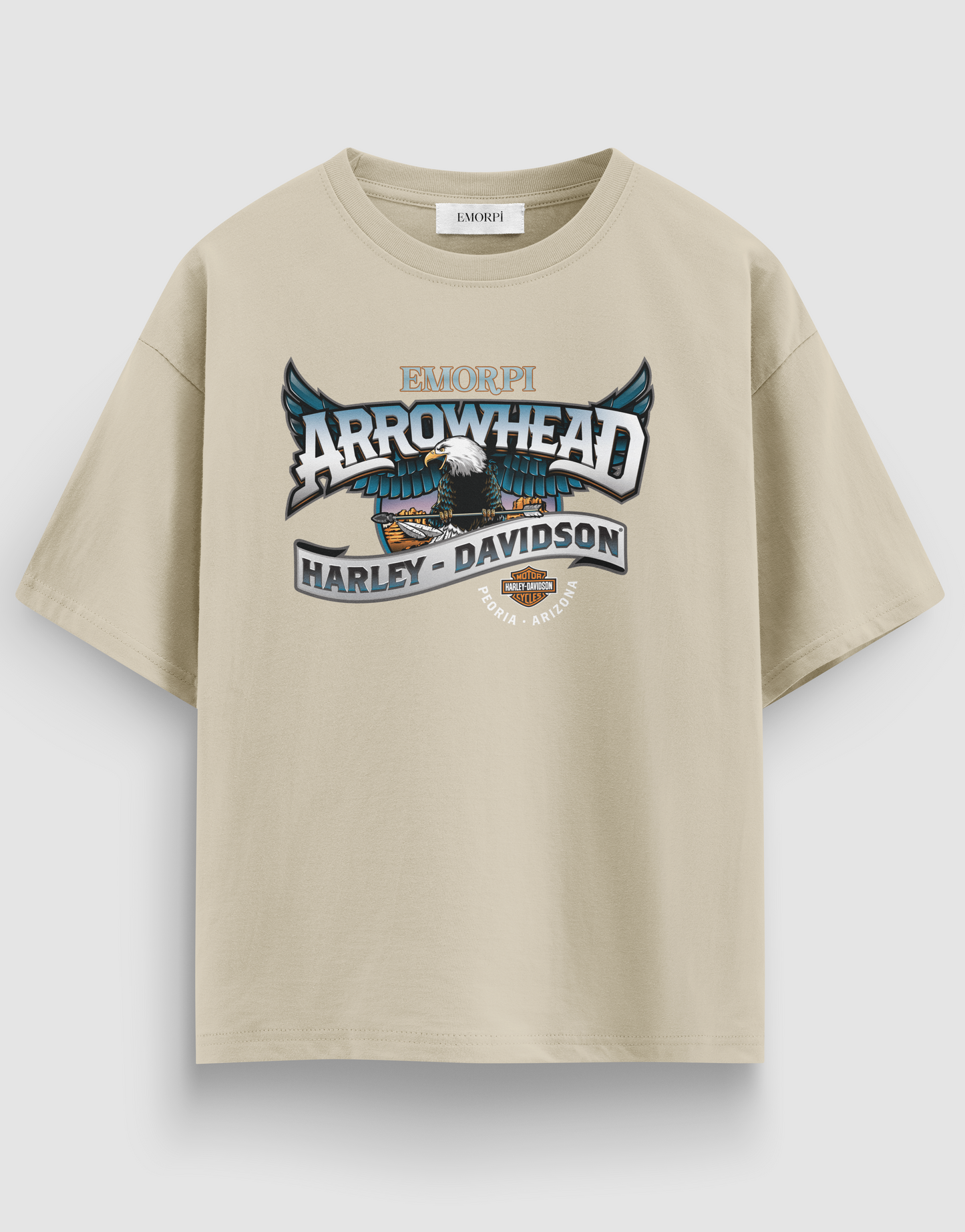 Arrowhead Baskılı Regular Fit Motorcu Tişört