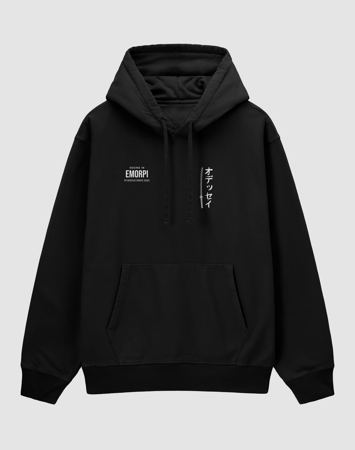 BY EMORPİ Mario baskılı oversize hoodie, siyah, önden görünüm