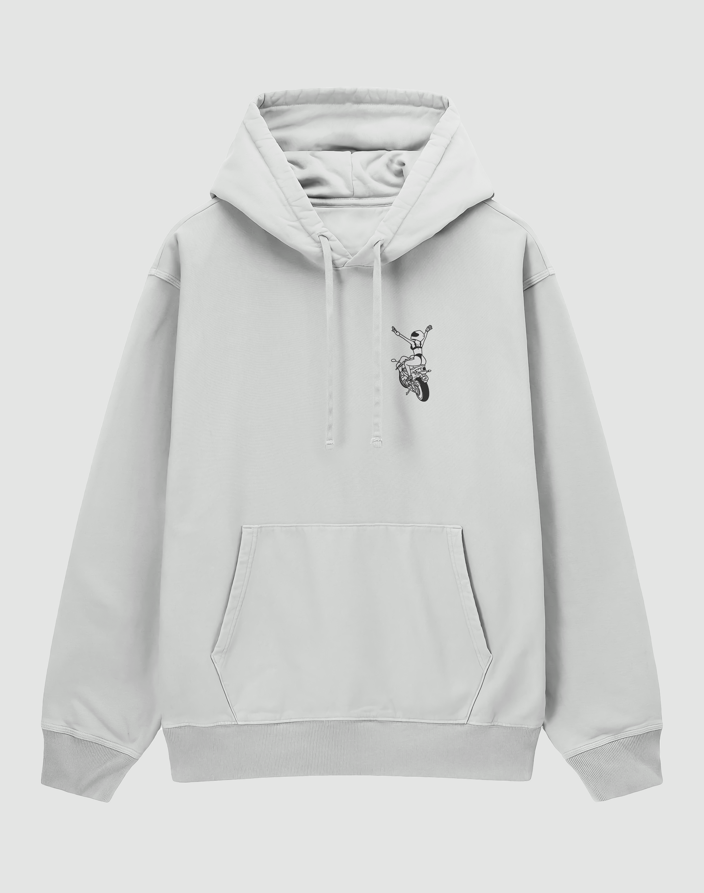 Motorcu Kız 3 İplik Şardonlu Oversize Hoodie
