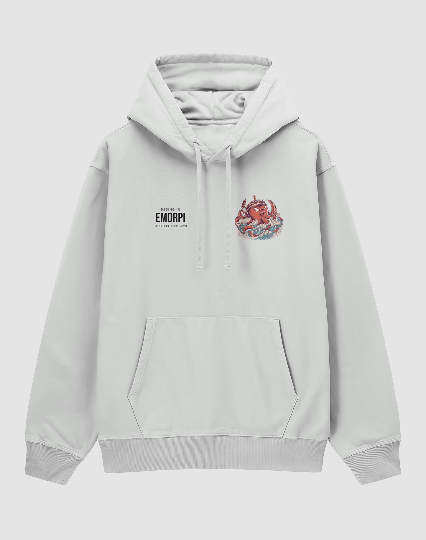 BY EMORPİ AHTAPOT Baskılı 3 İplik Şardonlu Oversize Hoodie