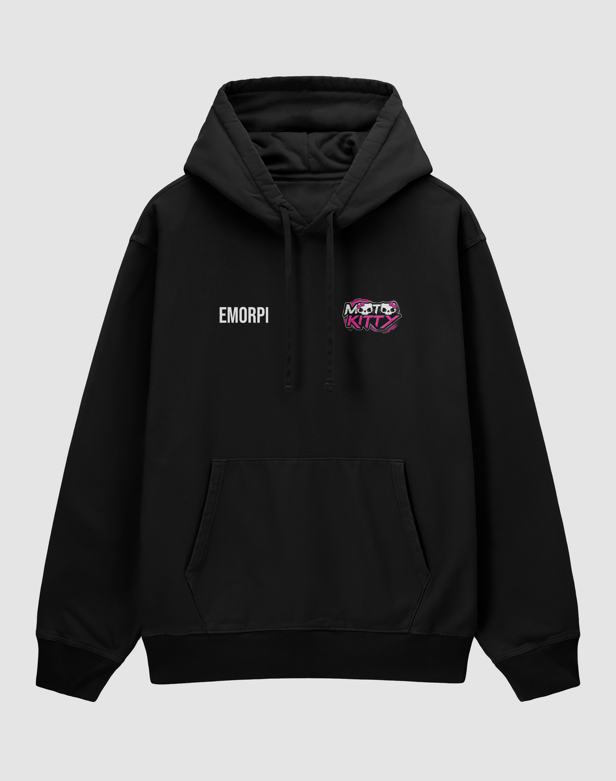 Moto Kitty baskılı oversize hoodie, siyah, önden görünüm