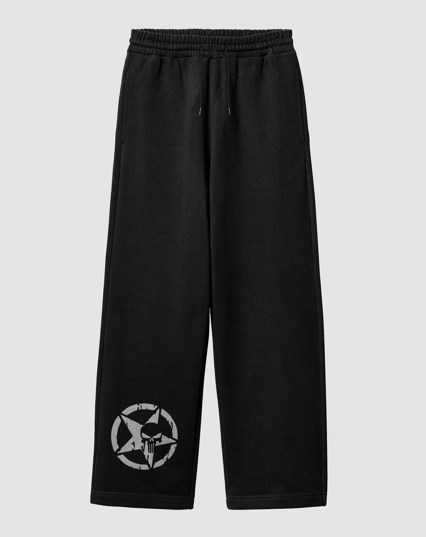 Skuar Baskılı Siyah Rahat Kalıp Arka Cepli Eşofman Altı