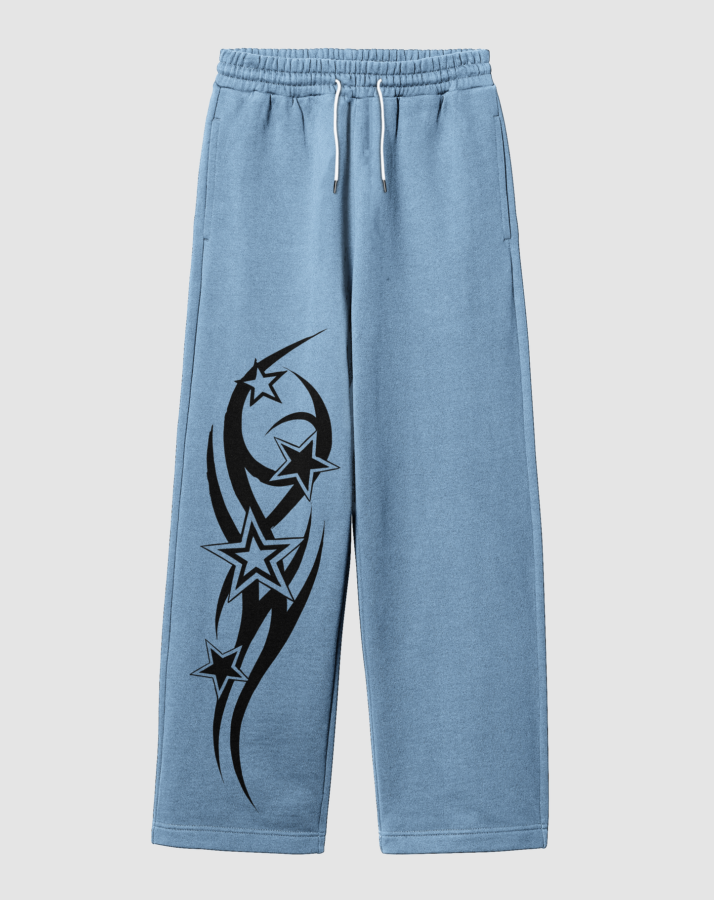 Stars Baskılı Açık Mavi Rahat Kalıp Arka Cepli Eşofman Altı