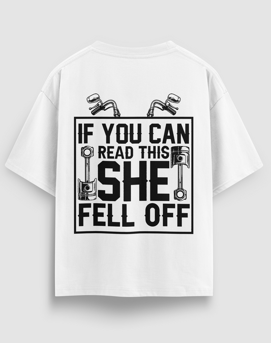 She Fell Off Motorcu Tişört – Regular Fit, Tasarım Baskı | Emorpi®