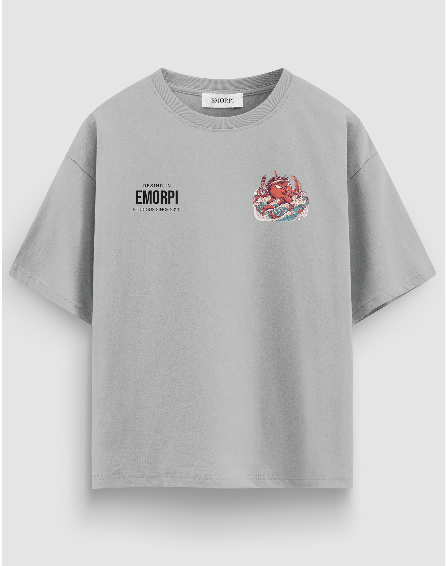 BY EMORPİ Ahtapot Baskılı Regular Fit Tişört