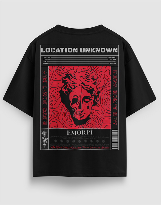 Location Baskılı Regular Fit Motorcu Tişörtü