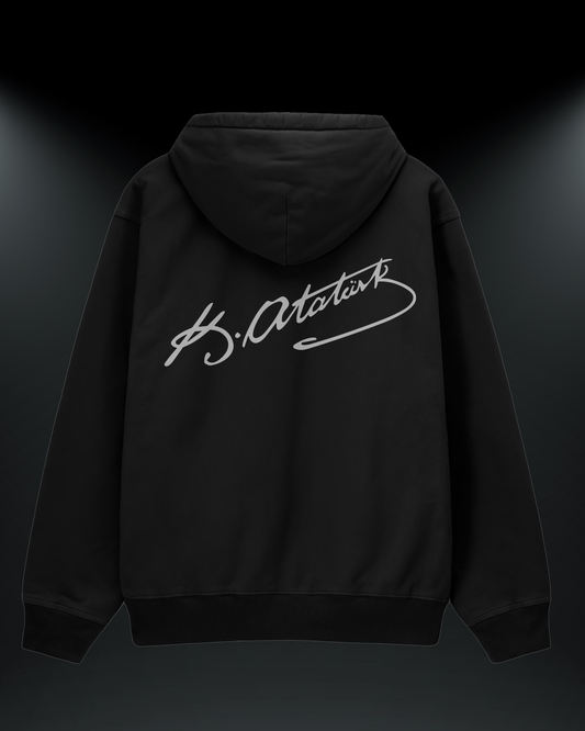 Atatürk İmza Baskılı Reflektörlü 3 İplik Oversize HOODIE