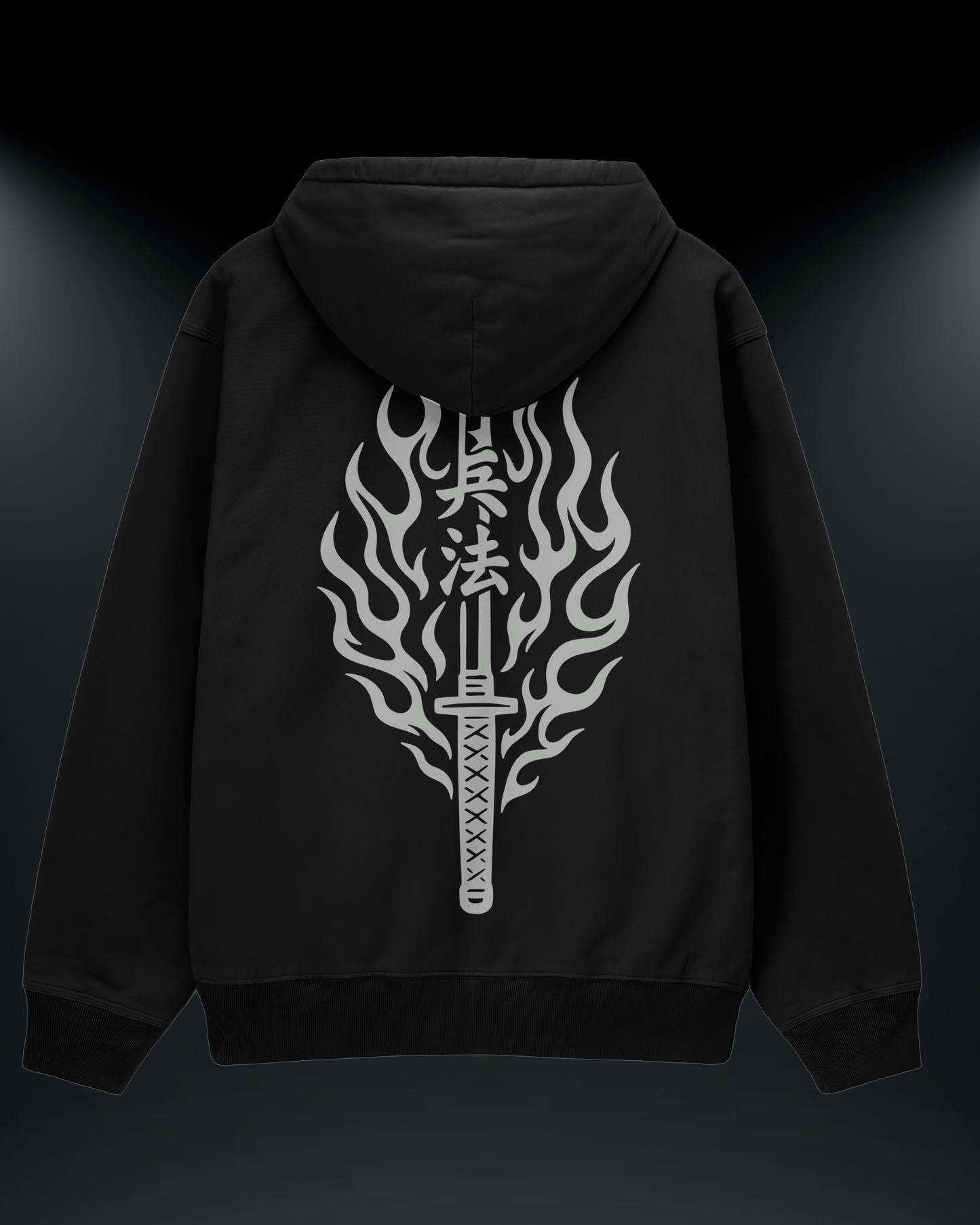 Burning Katana Baskılı Reflektörlü 3 İplik Oversize HOODIE