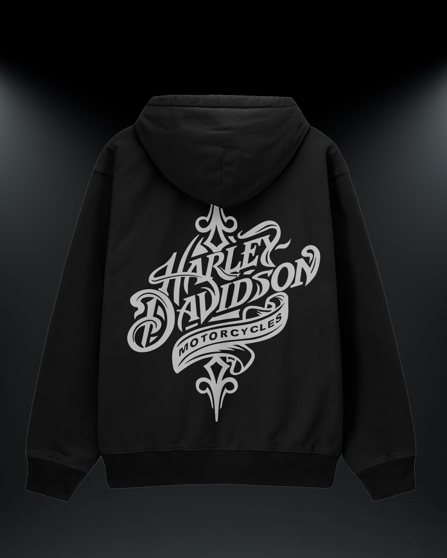 Harley Baskılı Reflektörlü 3 İplik Oversize HOODIE