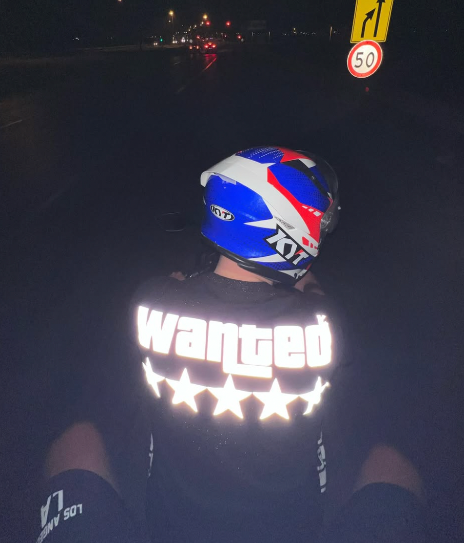 Wanted Reflektör Baskılı Motorcu Tişört – Regular Fit- Emorpi®