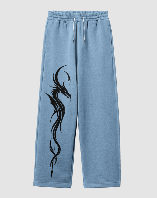 Anka Baskılı Açık Mavi Rahat Kalıp Arka Cepli Eşofman Altı