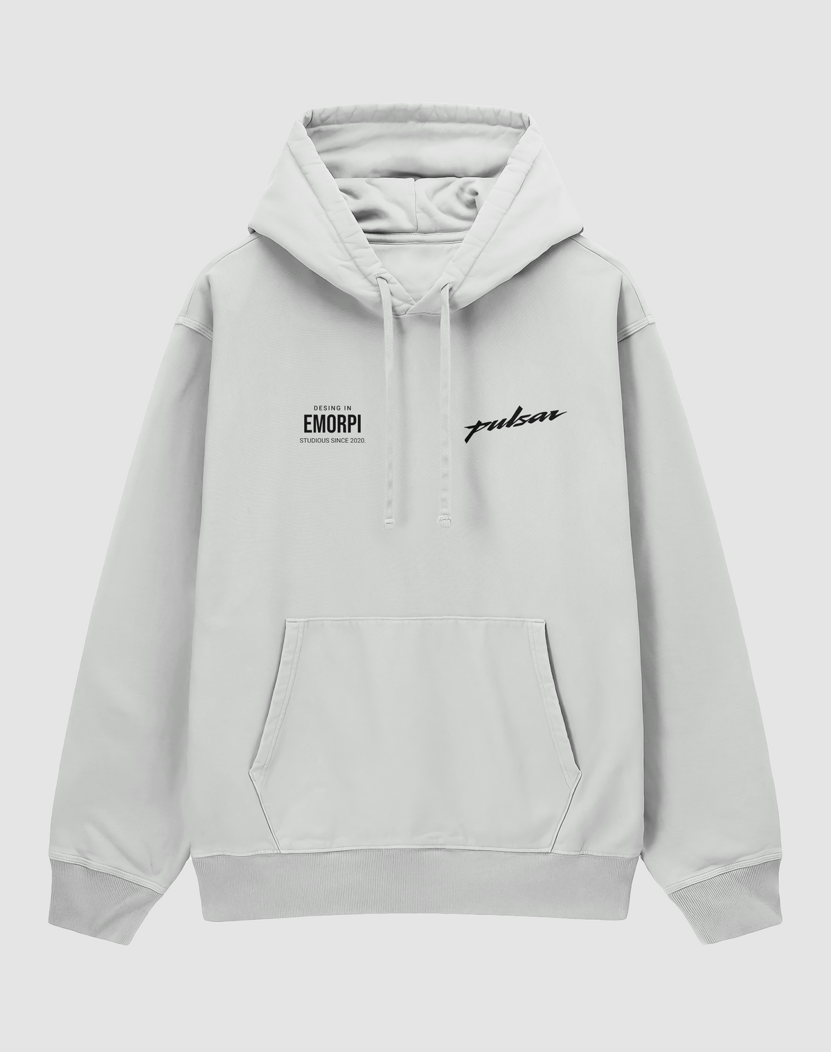 Bajaj Pulsar RS200 baskılı oversize hoodie, beyaz, önden görünüm