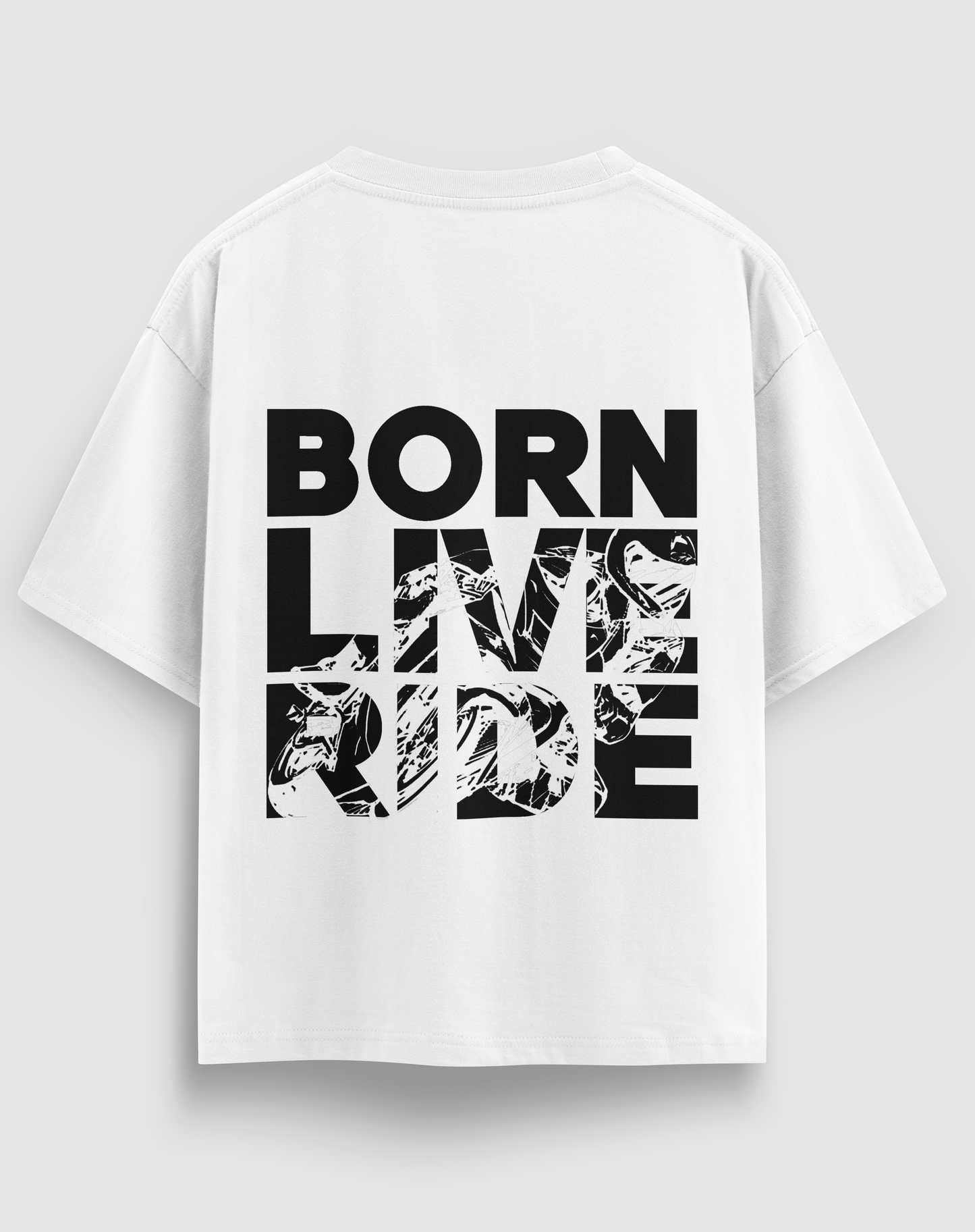 Born Live Ride Baskılı Regular Fit Motorcu Tişört