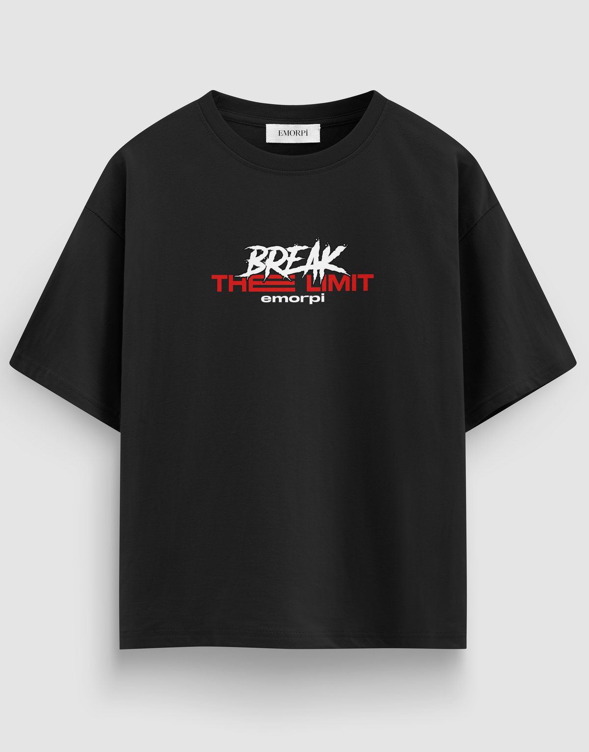 Break The Limit baskılı motorcu tişört, siyah, önden görünüm
