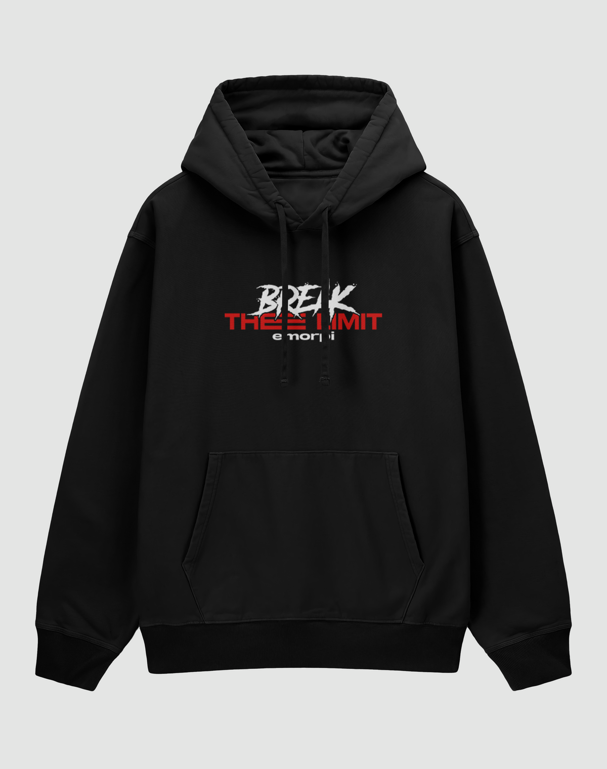 Break The Limit baskılı oversize motorcu hoodie, siyah, önden görünüm
