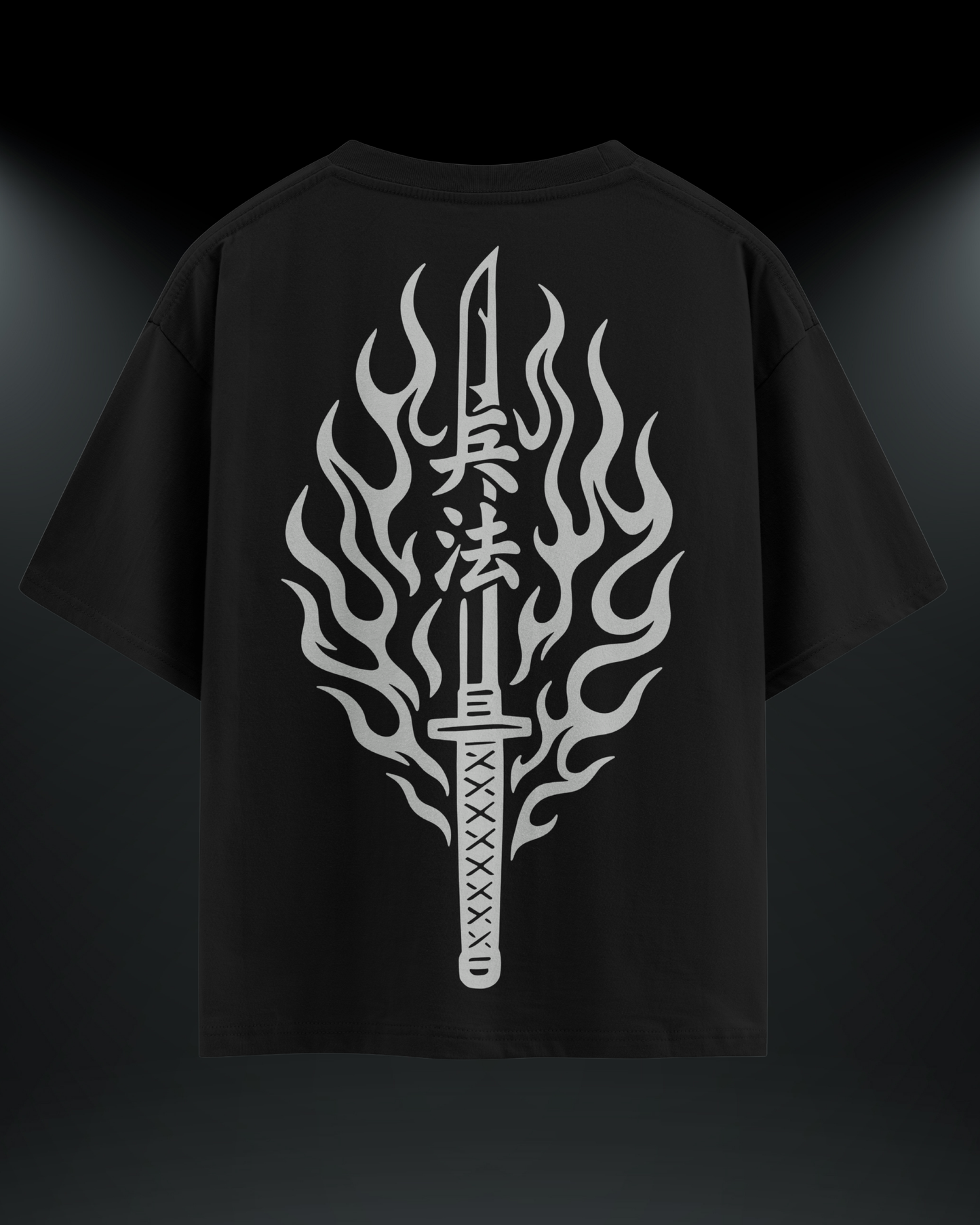Burning Katana Reflektör Baskılı Motorcu Tişört – Regular Fit- Emorpi®