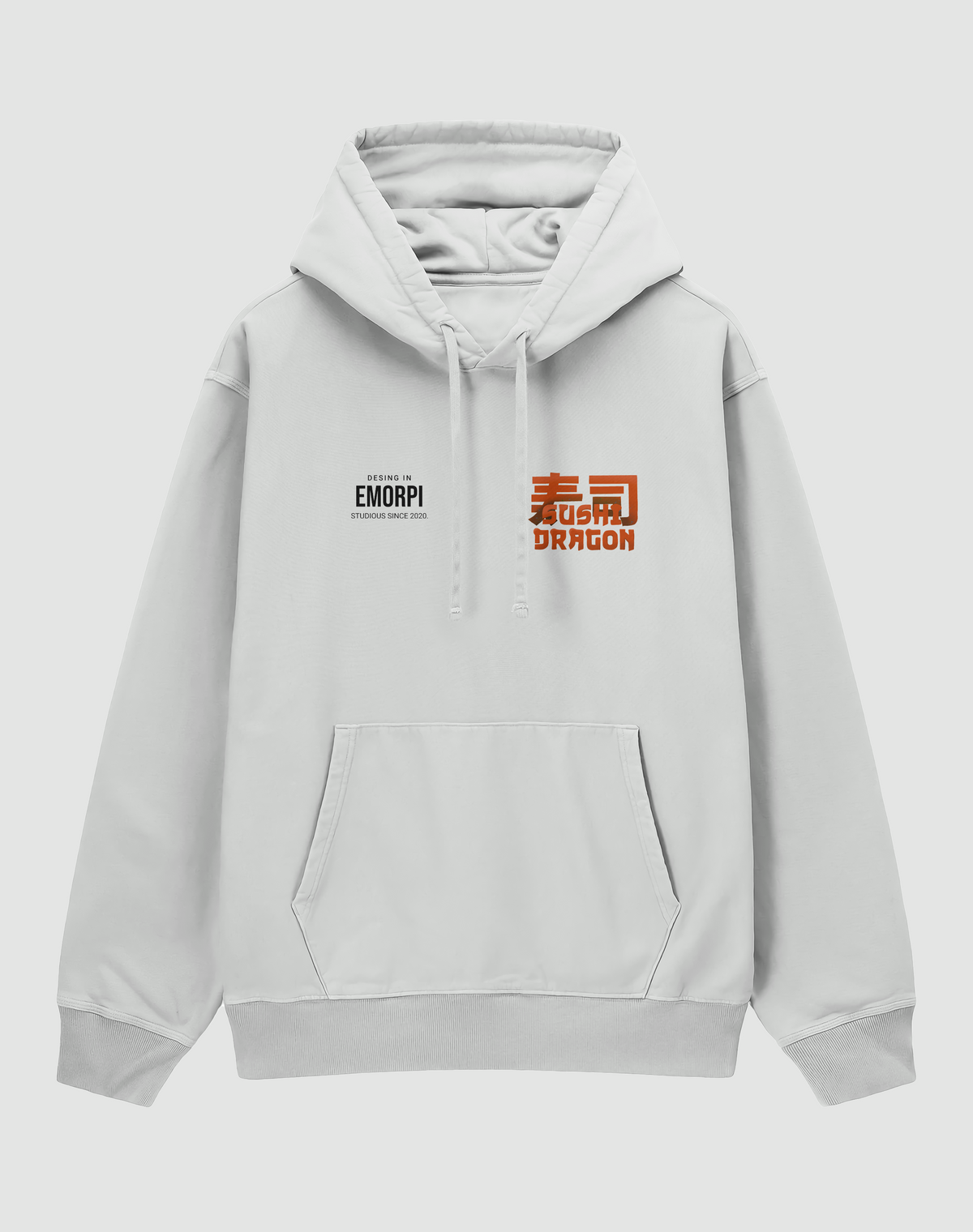 BY EMORPİ Dragon baskılı oversize hoodie, beyaz, önden görünüm