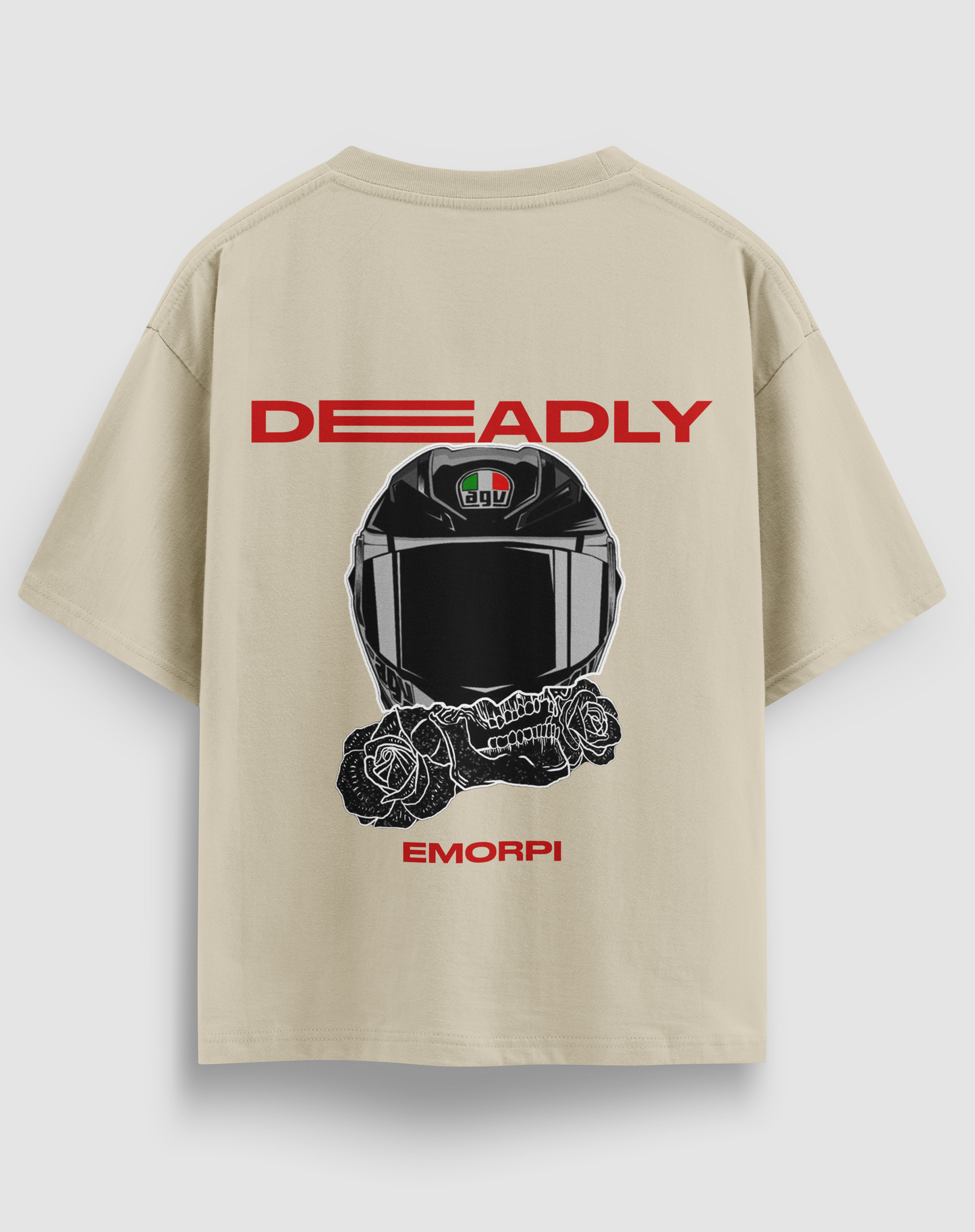 Deadly Motorcu Kaskı Baskılı Regular Fit Motorcu Tişört