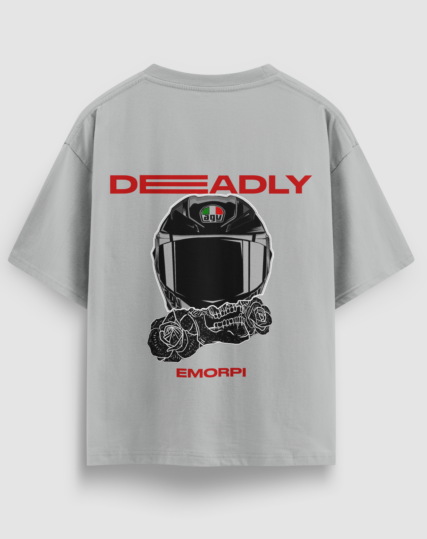 Deadly Motorcu Kaskı Baskılı Regular Fit Motorcu Tişört