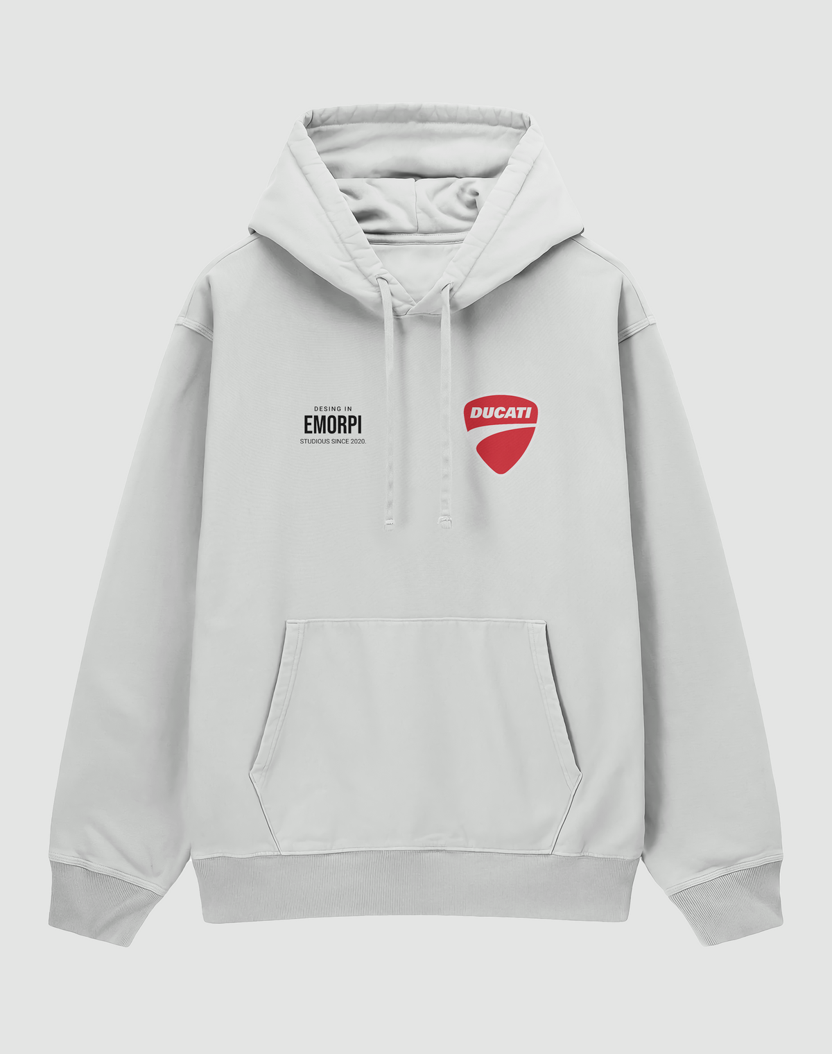 Ducati Panigale baskılı oversize hoodie, beyaz, önden görünüm