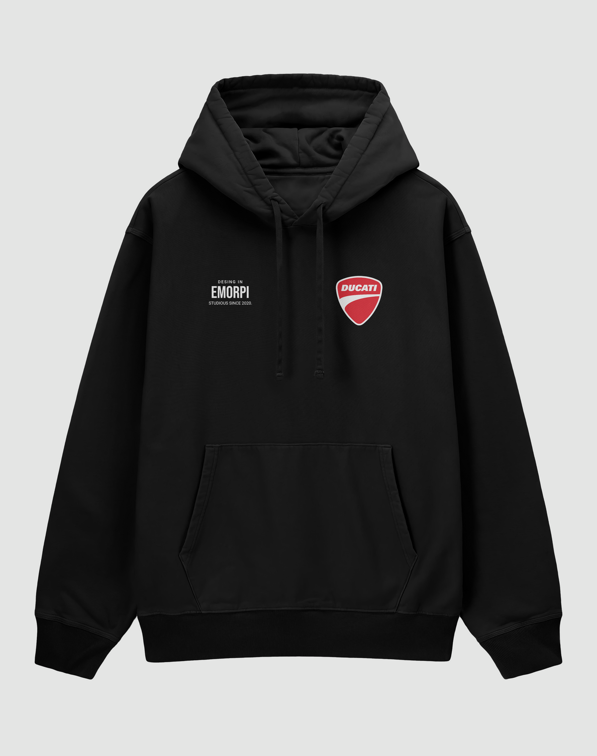 Ducati Panigale baskılı oversize hoodie, siyah, önden görünüm
