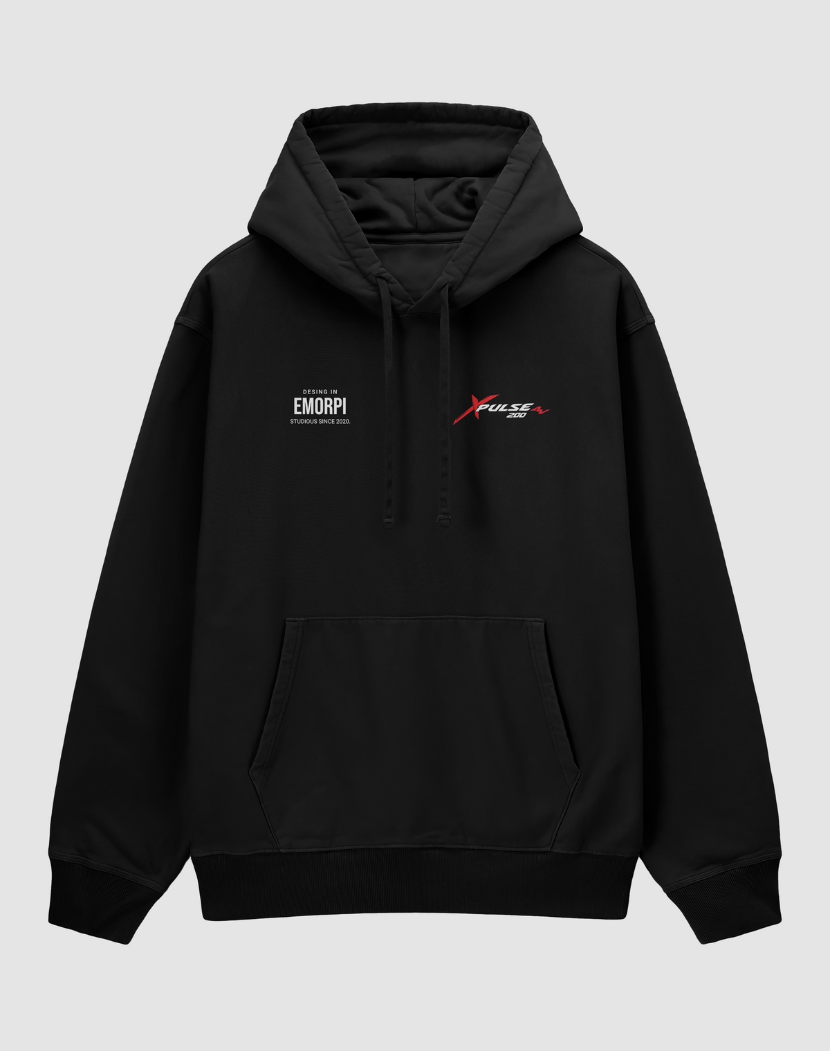 Hero XPulse 200 baskılı oversize hoodie, siyah, önden görünüm
