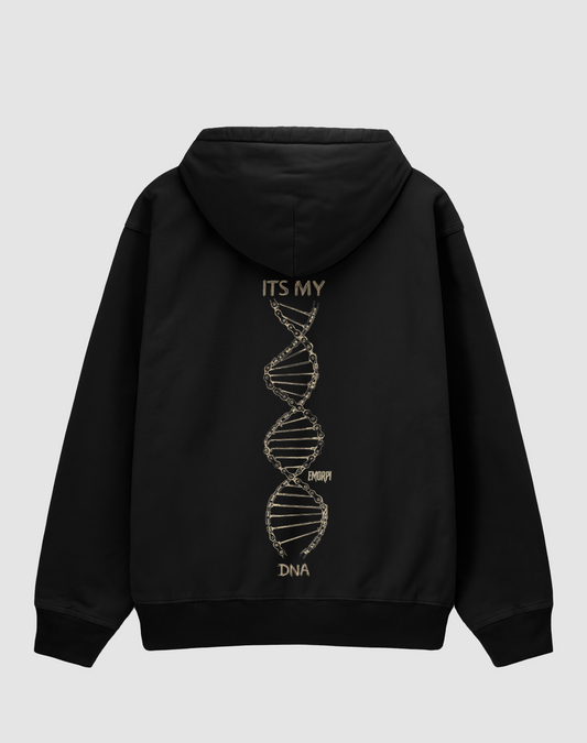 DNA Baskılı 3 İplik Oversize Hoodie