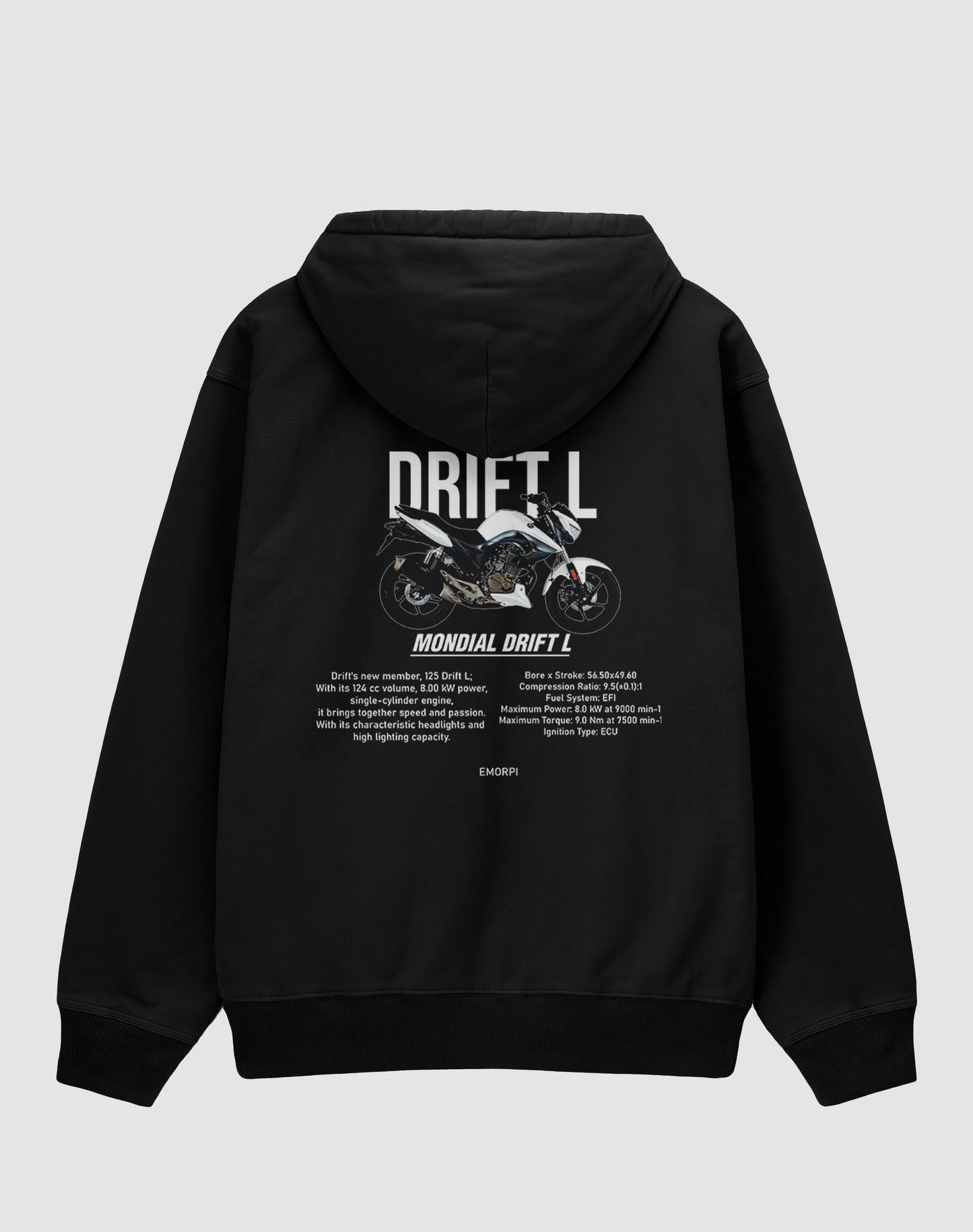 Drift L  Baskılı 3 İplik Oversize Hoodie