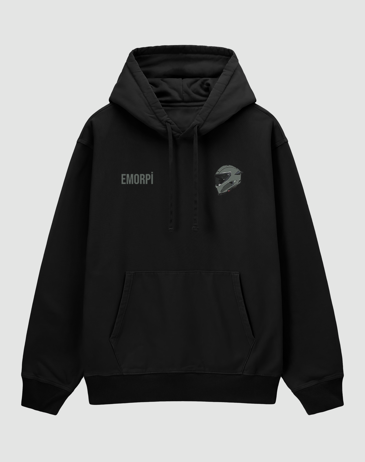 Life is too Short baskılı oversize motorcu hoodie, siyah, önden görünüm