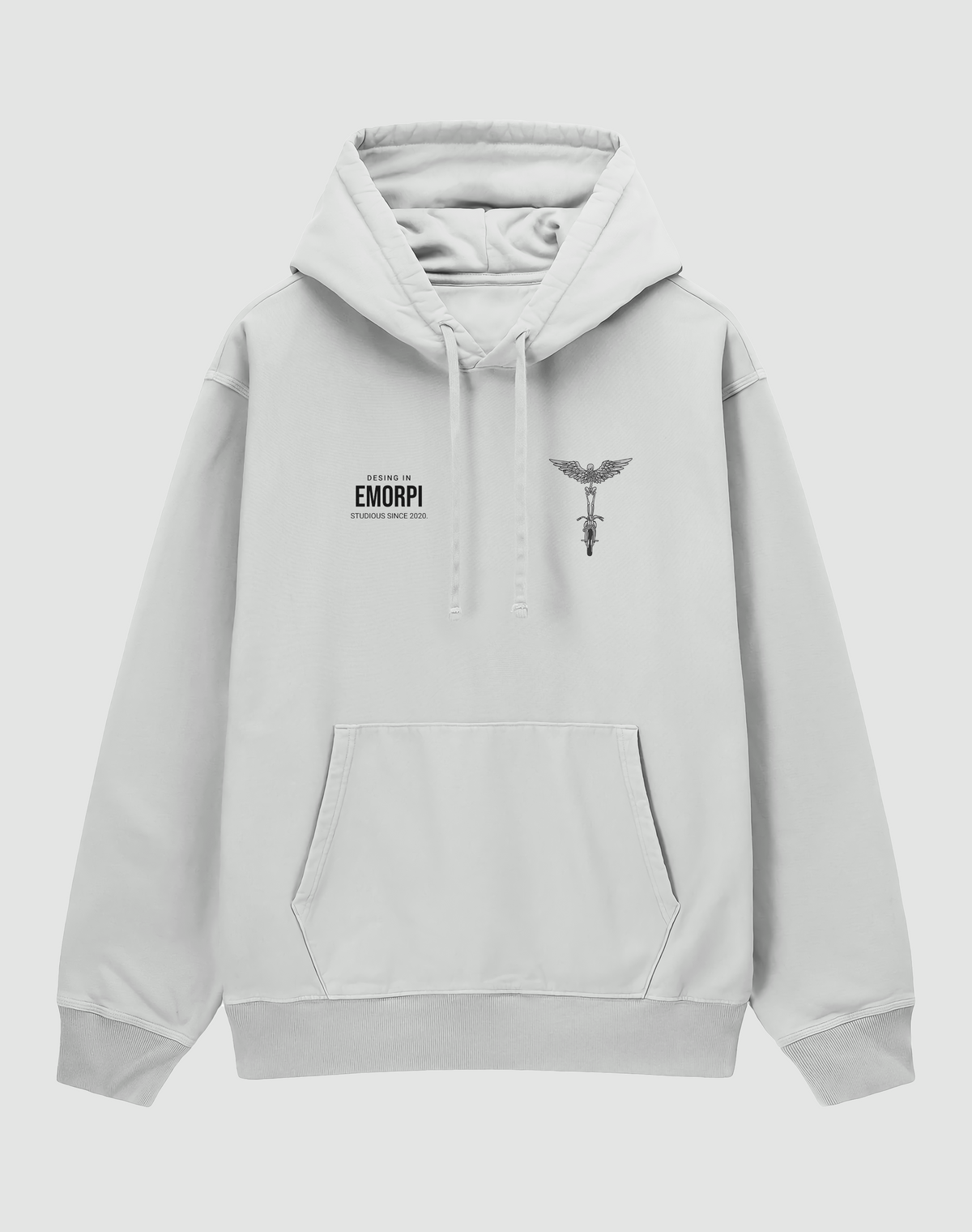 Location baskılı oversize hoodie, beyaz, önden görünüm