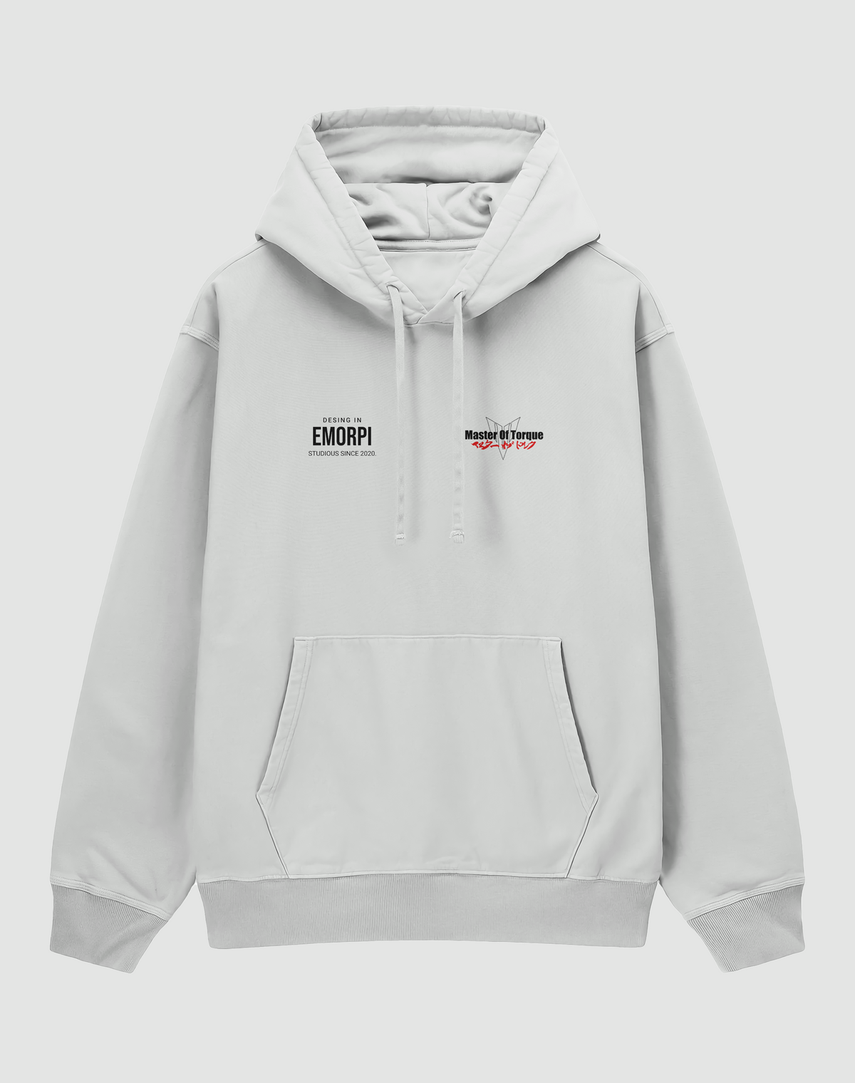 MT-25 baskılı oversize hoodie, beyaz, önden görünüm