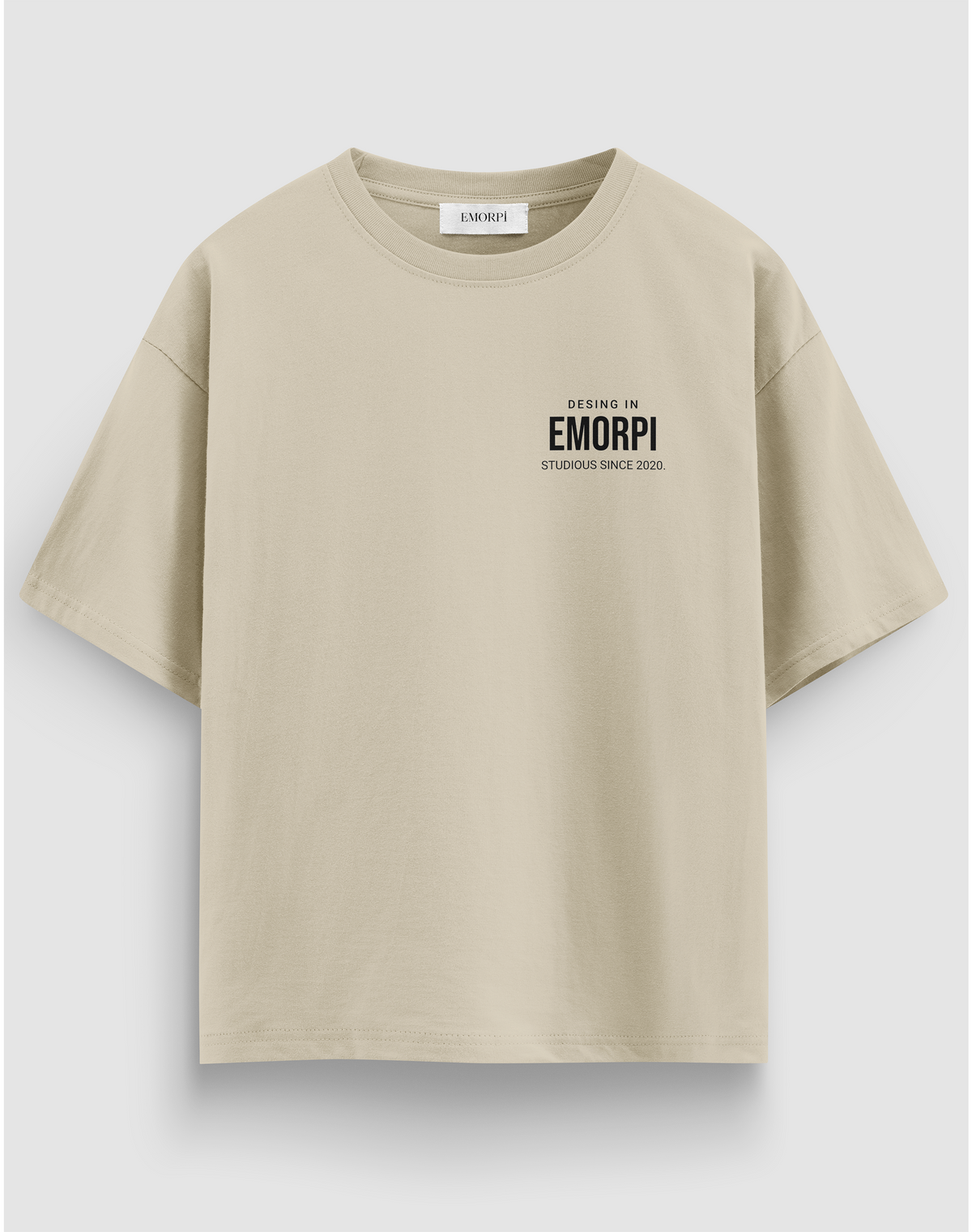 Skull Biker baskılı motorcu tişört, bej, önden görünüm