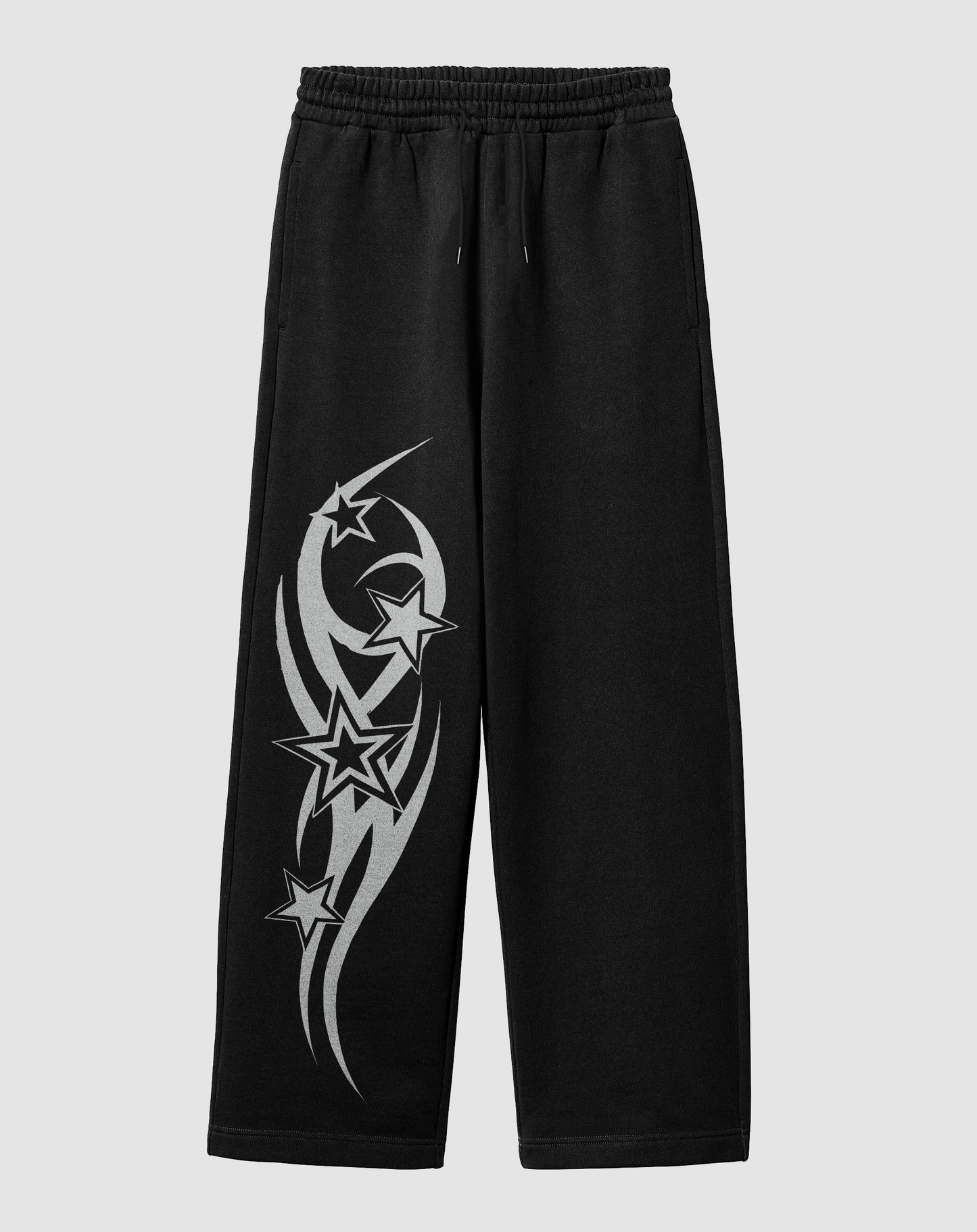 Stars Baskılı Siyah Rahat Kalıp Arka Cepli Eşofman Altı