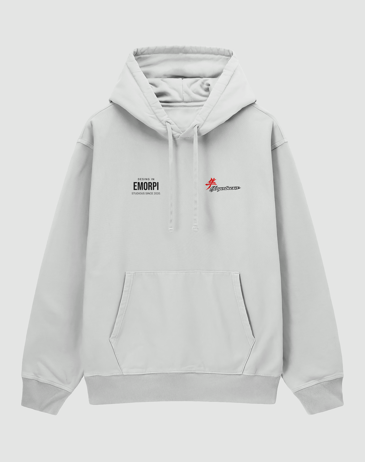 Suzuki Hayabusa baskılı oversize hoodie, beyaz, önden görünüm