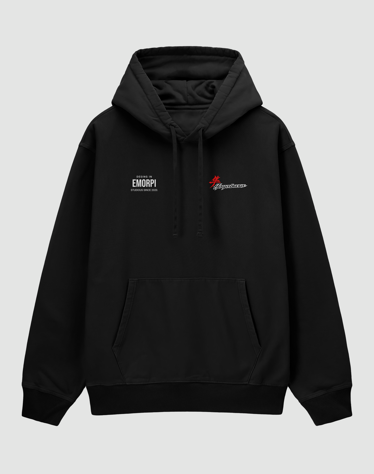 Suzuki Hayabusa baskılı oversize hoodie, siyah, önden görünüm