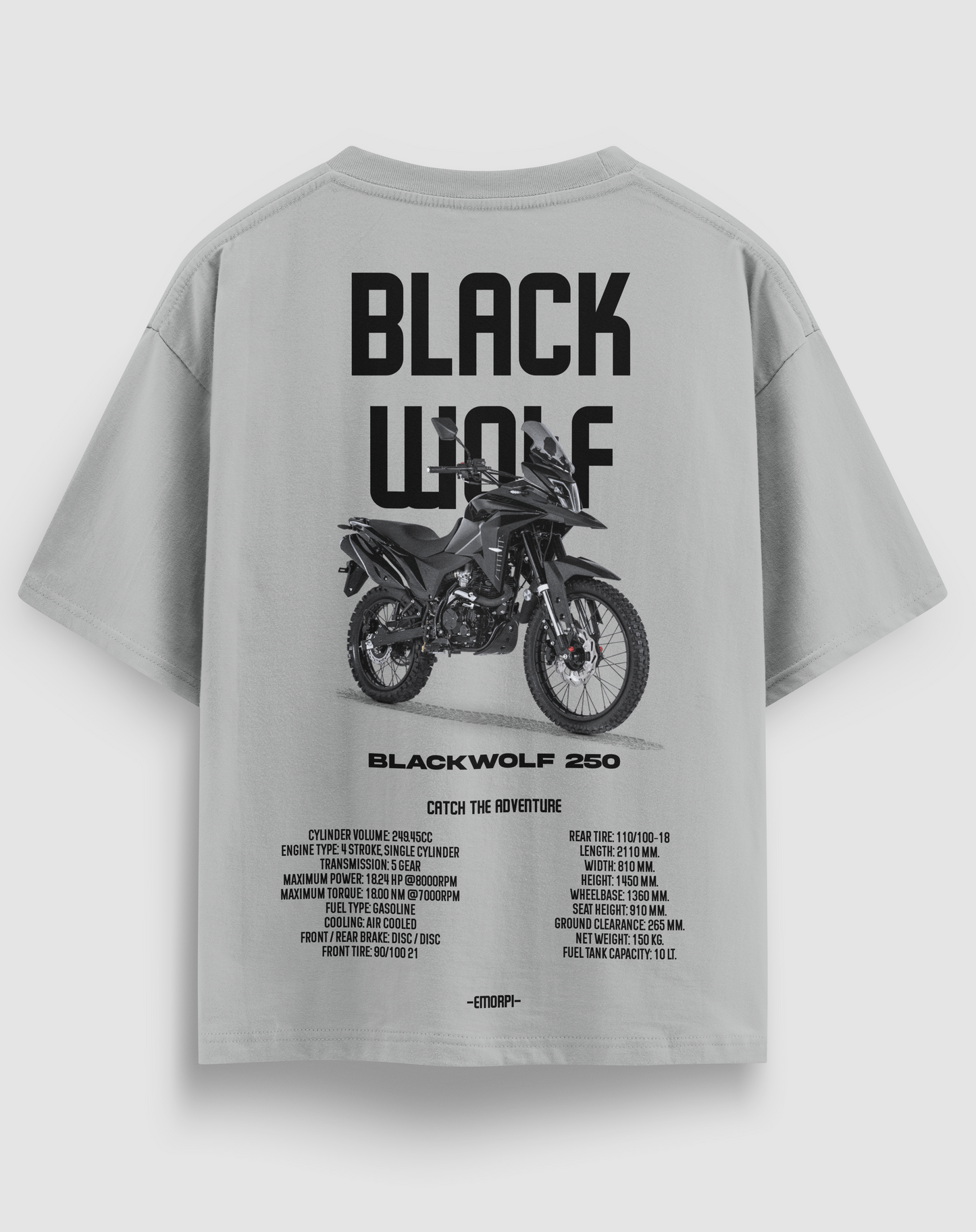 Black Wolf 250 Motorcu Tişört – Regular Fit, Tasarım Baskı | Emorpi®