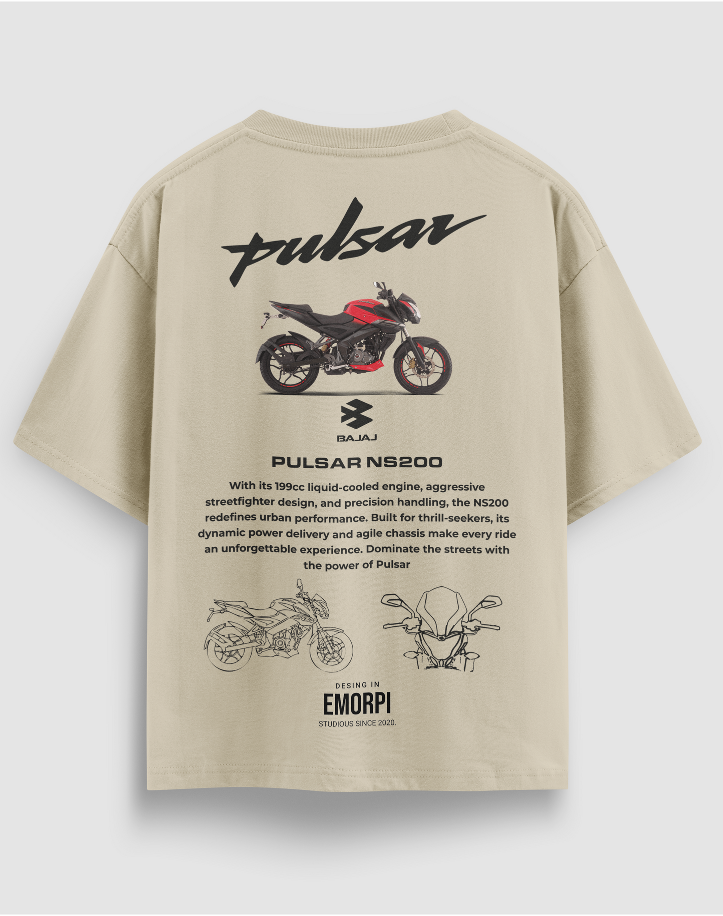 Pulsar NS200 Baskılı Regular Fit Motorcu Tişörtü