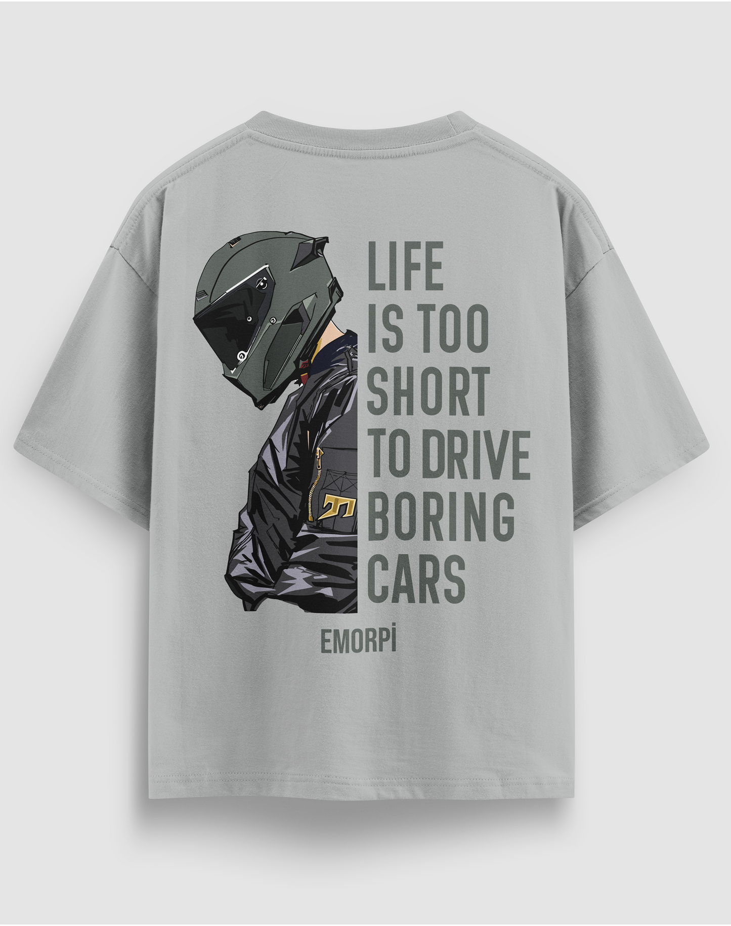 Life is too Short Baskılı Regular Fit Motorcu Tişört