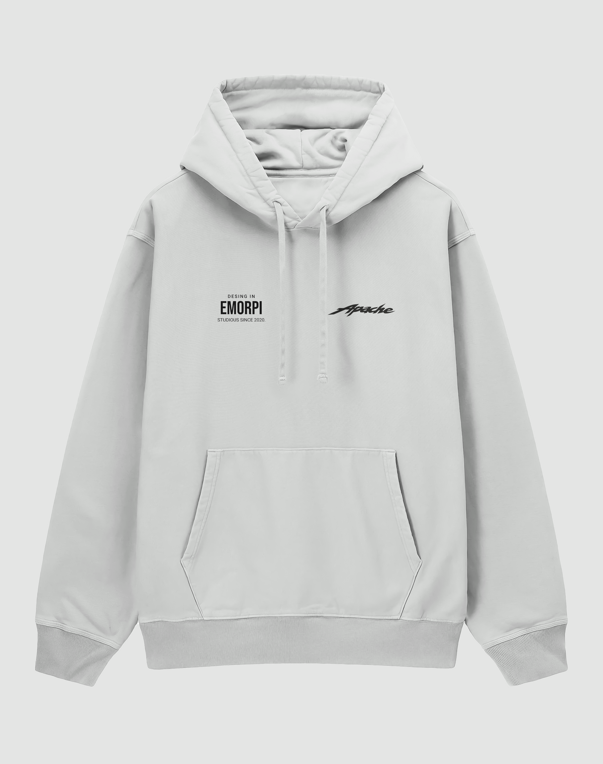 TVS Apache RTR 200 baskılı oversize hoodie, beyaz, önden görünüm