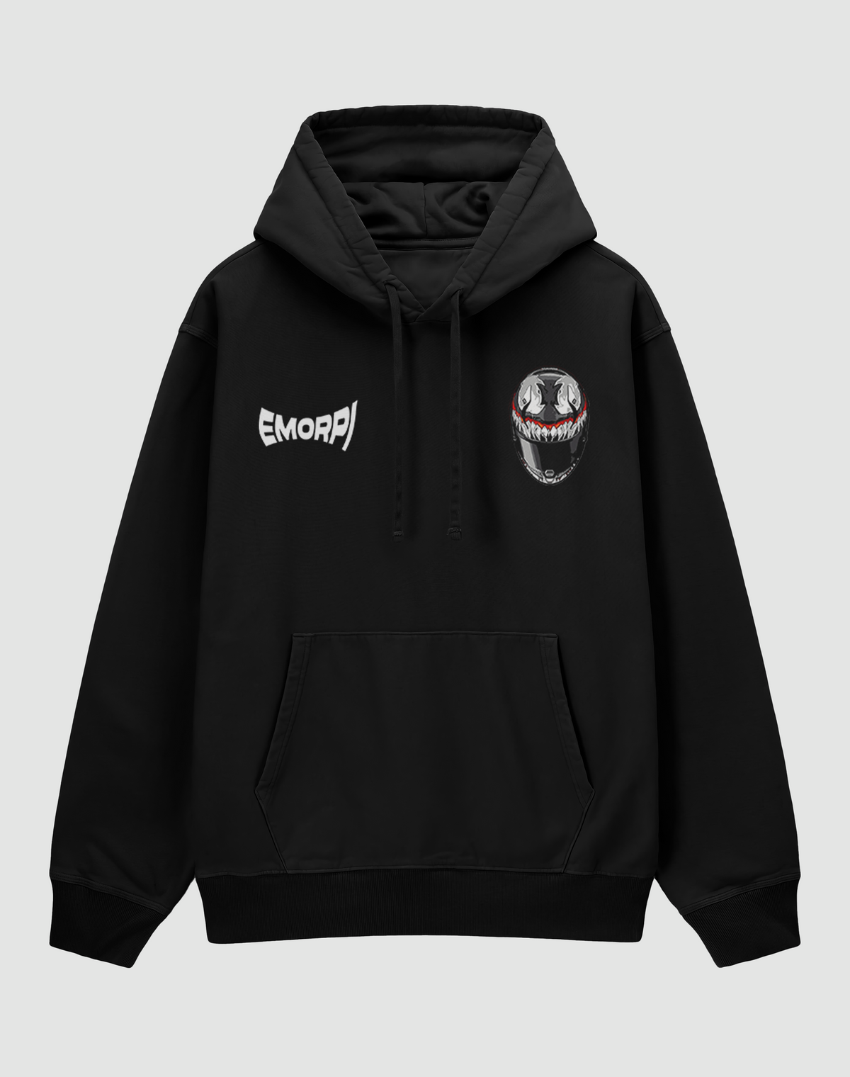 We Are Venom baskılı oversize motorcu hoodie, siyah, önden görünüm