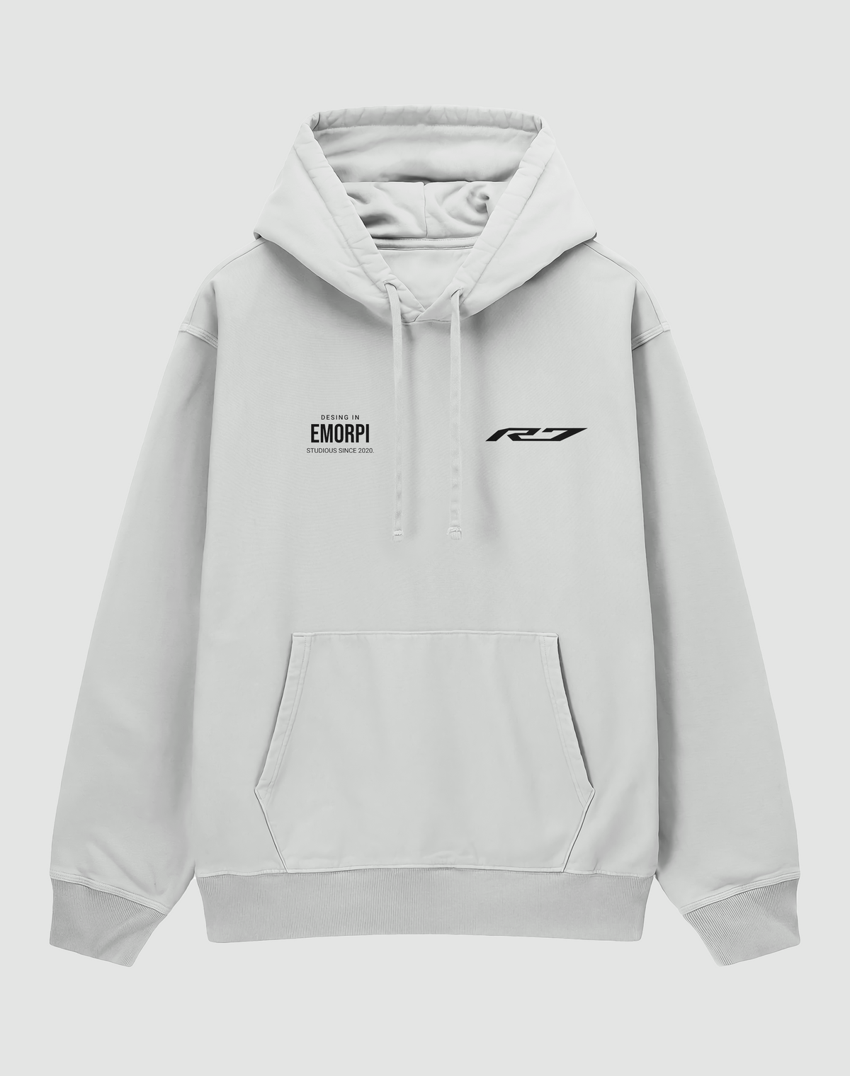Yamaha R7 baskılı oversize hoodie, beyaz, önden görünüm