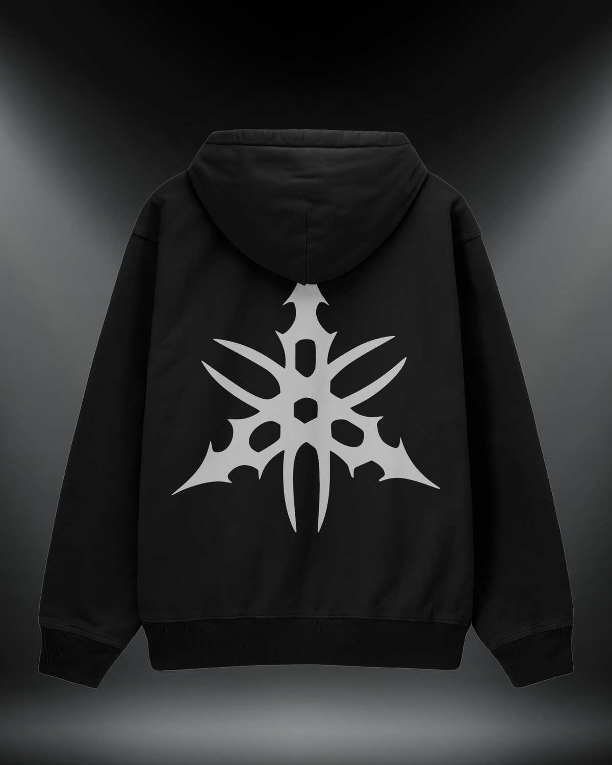 Yamaha reflektörlü oversize motorcu hoodie, siyah, sırtta diyapazon amblem baskısı